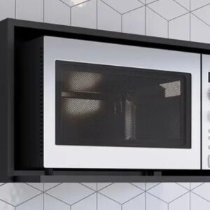 Nicho Armário Parede Aéreo Suspenso Multiuso Organizador Para Microondas De Cozinha Funcionale Preto