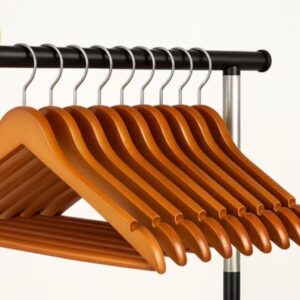 Kit 6 Unidades Cabide Premium em Madeira com Gancho Cromado