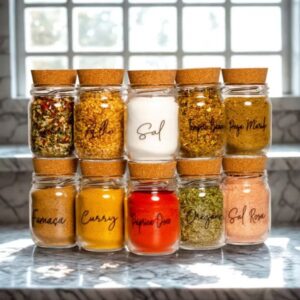 Kit 10 Potes de Temperos com Rolha de Cortiça 200ml
