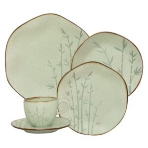 Jogo de Jantar 20 Peças Ryo Chá Bambu Porcelana Oxford