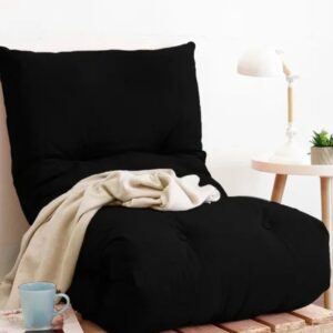 Futon Dobrável de Espuma Solteiro Preto
